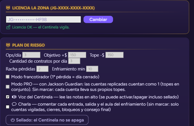 Panel: licencia y plan de riesgo